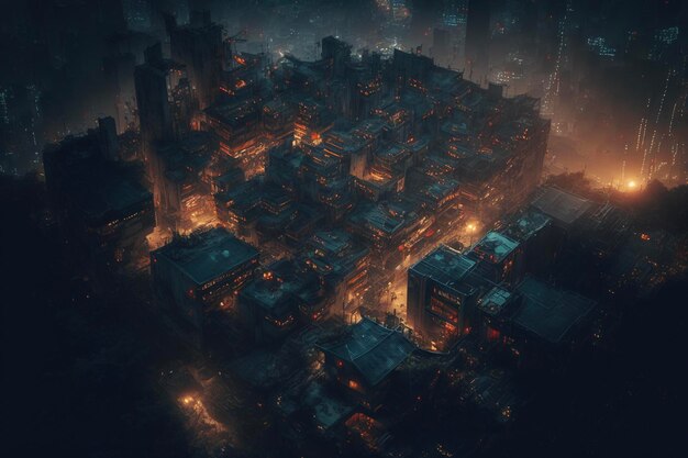 città cyberpunk di notte