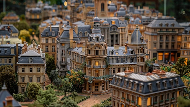 Città d'epoca in miniatura con edifici e torri