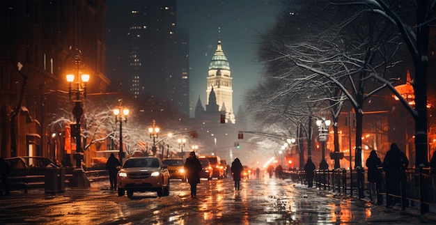 Città d'inverno New York Capodanno USA Vacanze di Natale Immagine generata dall'IA