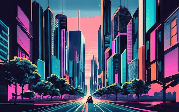 Città del futuro cyberpunk