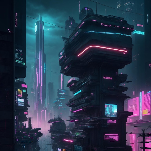 città del metaverso cyberpunk