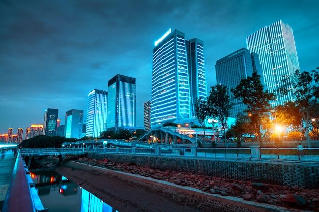 Città di Fuzhou, Cina, vista notturna