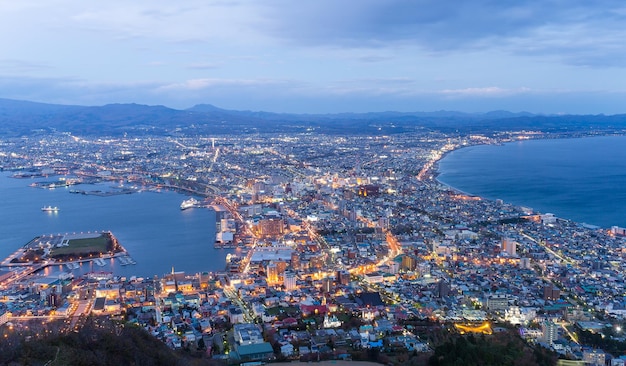 Città di Hakodate alla sera