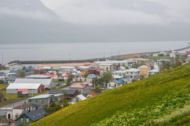 Città di Sudureyri in sugandafjordur in Islanda