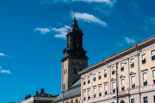 Città europea Street e vecchi edifici, canale a Göteborg, Svezia