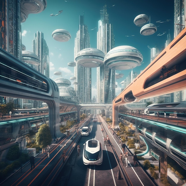 città futuristica con grattacieli