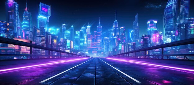 Città futuristica con luci al neon