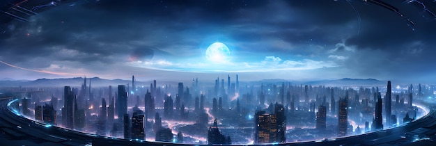 Città futuristica di notte