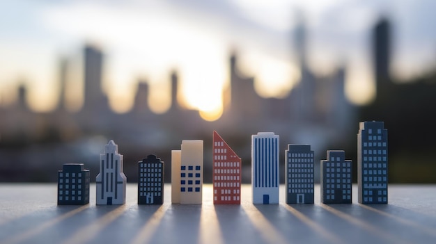 Città in miniatura al tramonto