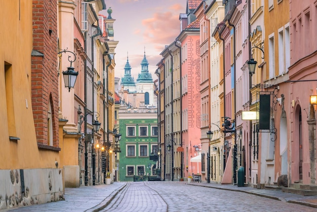 Città vecchia di Varsavia, Polonia, al crepuscolo