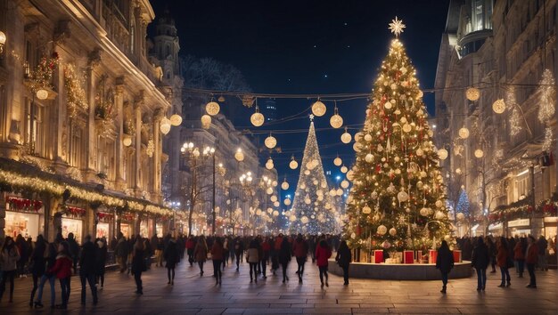 città vivace la notte di Natale