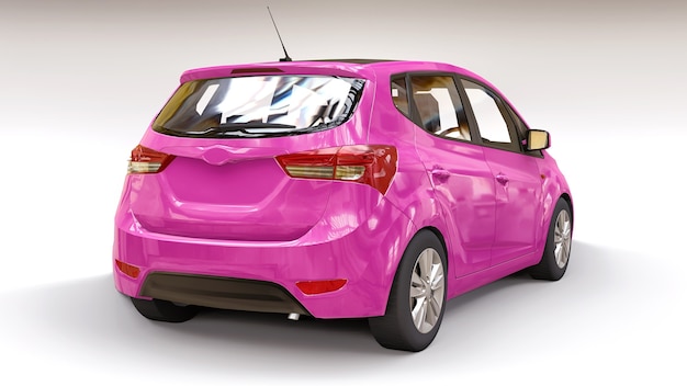 City car rosa con superficie vuota per il tuo design creativo. illustrazione 3D.