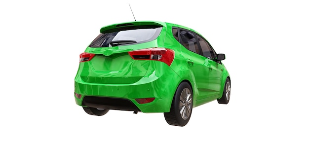 City car verde con superficie vuota per il tuo design creativo. illustrazione 3D.