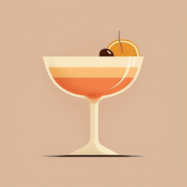 Classica bevanda da cocktail a piatto stile di illustrazione generativa ai