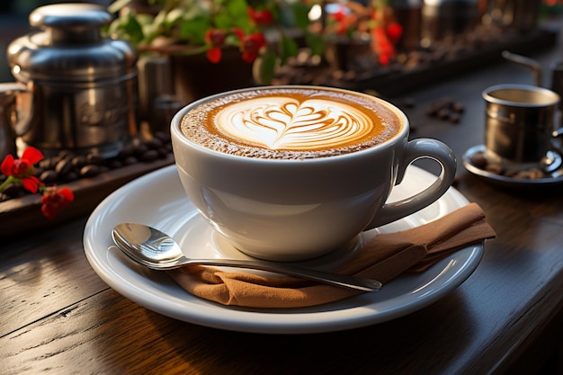 Classica tazza da caffè sul piattino riempita di caffè caldo