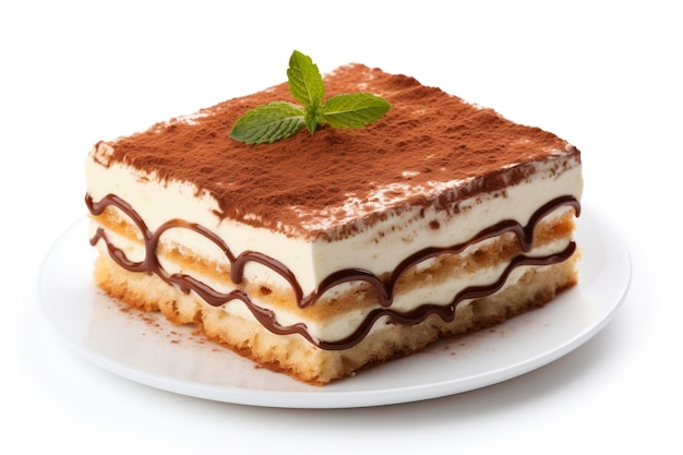 Classica torta tiramisù italiana isolata su sfondo bianco IA generativa