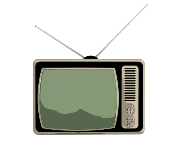 Classico cartone animato vintage TV isolato su uno sfondo bianco