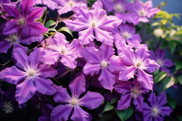 Clematis in fiore in giardino