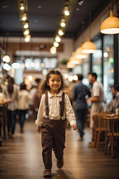 Clienti sfocati che camminano velocemente nel caffè ai generativi