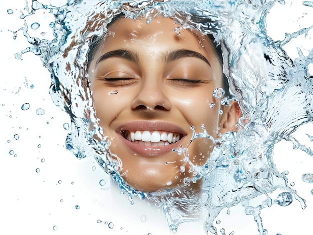 Clinica di bellezza donna viso spruzzato con l'acqua