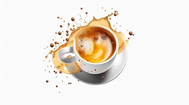 Clip art di caffè caldo a sfondo bianco generativo AI