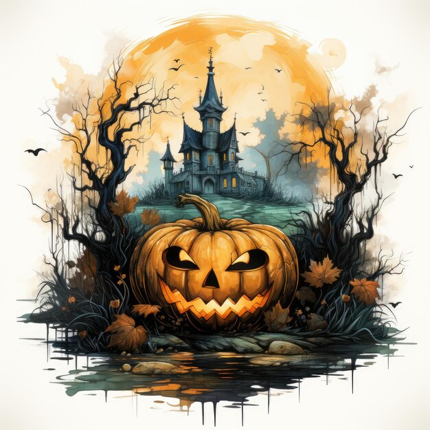 Clip art in acquerello a tema di Halloween