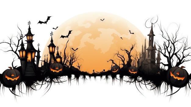 Clip border di Halloween spaventoso Ai ha generato un'illustrazione di Halloween ad alta risoluzione su sfondo bianco