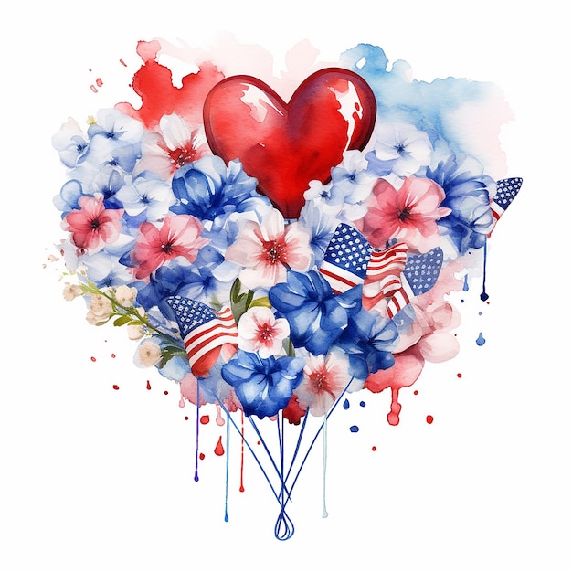 Clipart acquerello celebrazione banner USA tema