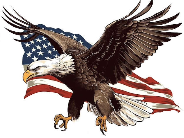 Clipart dell'aquila calva con la bandiera americana