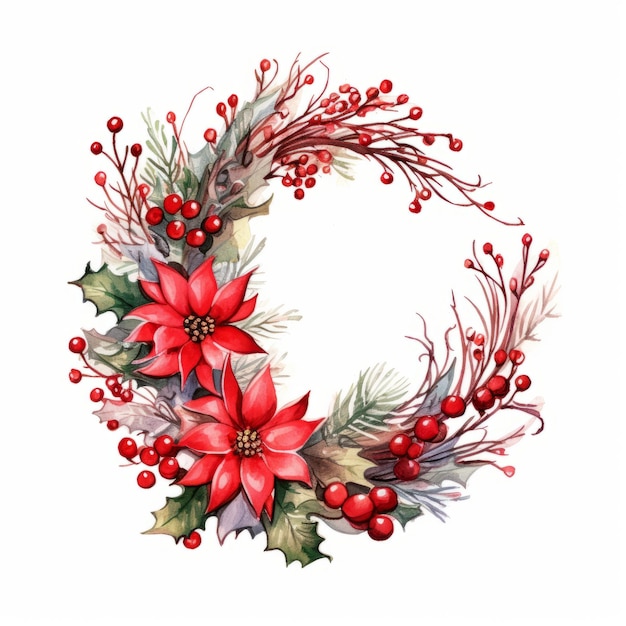 Clipart della corona di Natale dell'acquerello