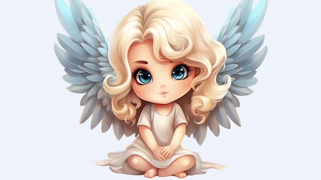 Clipart di Angel carino con sfondo bianco generativo AI