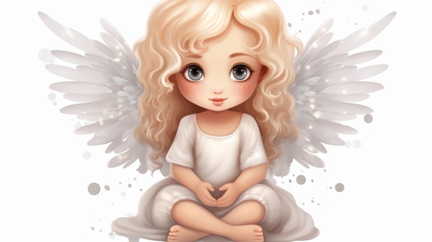 Clipart di Angel carino con sfondo bianco generativo AI