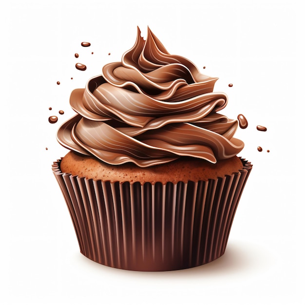 ClipArt di cupcake al cioccolato isolati su sfondo bianco