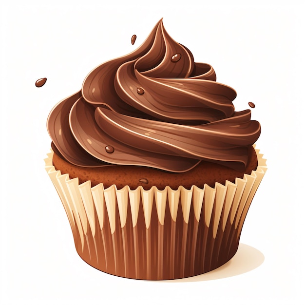 ClipArt di cupcake al cioccolato isolati su sfondo bianco