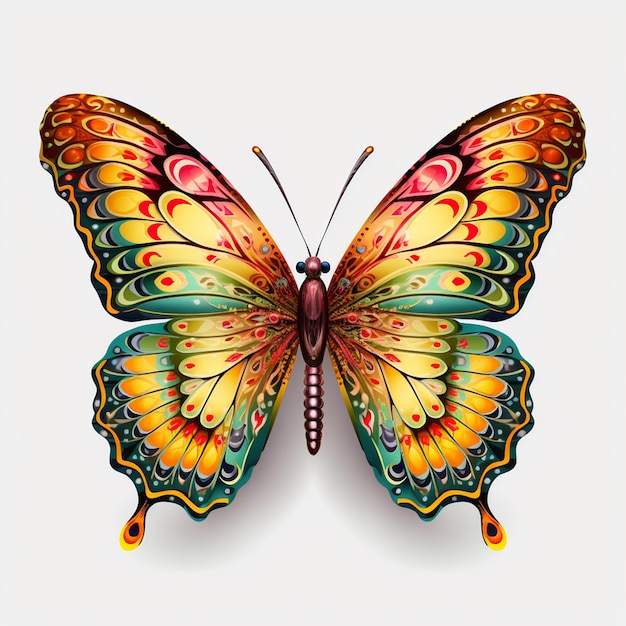 Clipart di farfalla colorata Farfalla su trasparente su sfondo bianco
