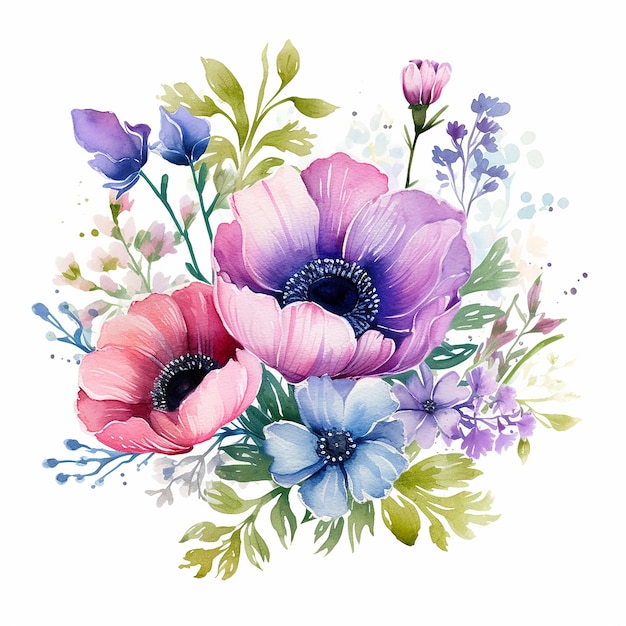 clipart di fiori di campo della pittura ad acquerello