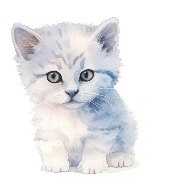 Clipart di gatto Acquerello Cartoon Cuti Immagini di gatto Illustrazione di animali domestici Kitty Cuti Gatto Sfondi bianchi