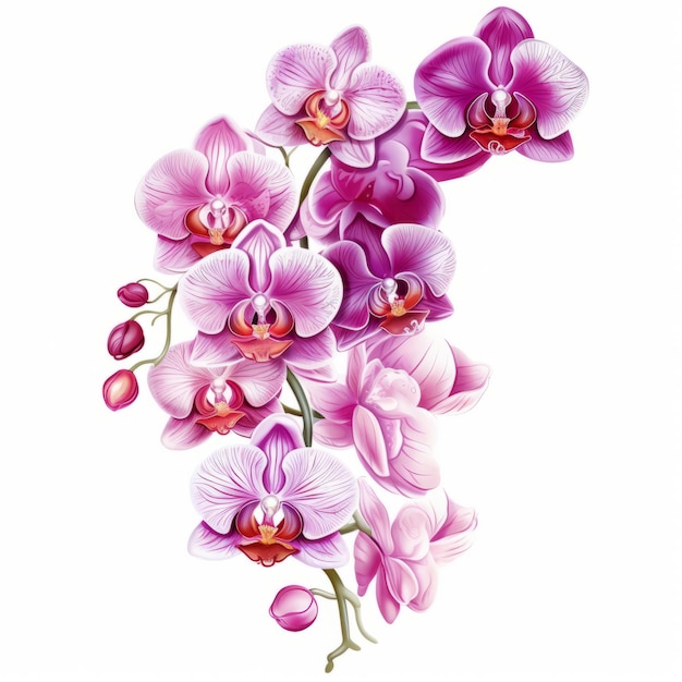 Clipart di orchidee su sfondo bianco