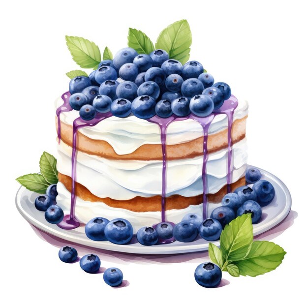 Clipart di torta di mirtilli isolato su sfondo bianco