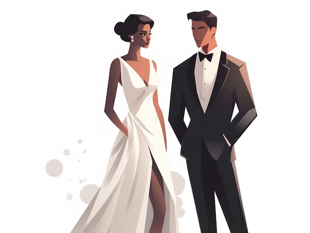 Clipart elegante della sposa e dello sposo