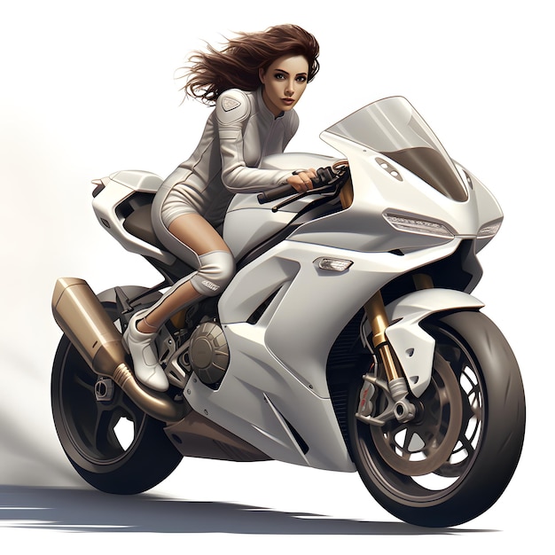 clipart su uno sfondo bianco di una giovane bella donna seduta su una bici sportiva moderna blackpink