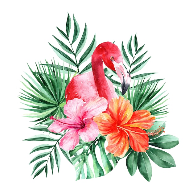 Clipart tropicale dipinto a mano dell'acquerello