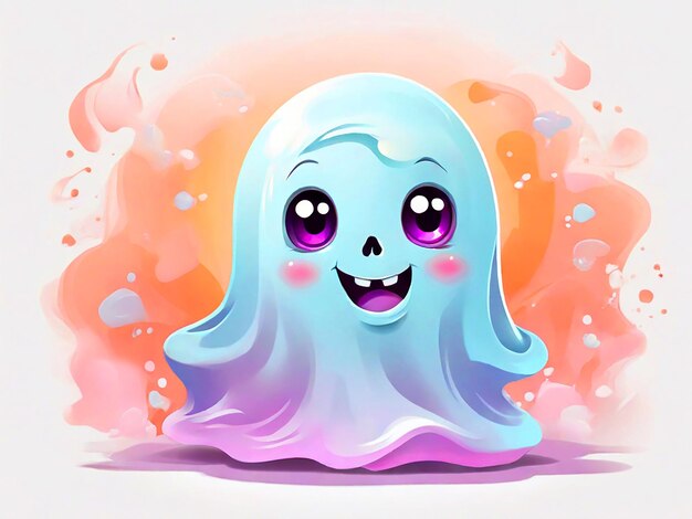 Clipart, un fantasma carino, oggetti essenziali per Halloween, design di magliette.