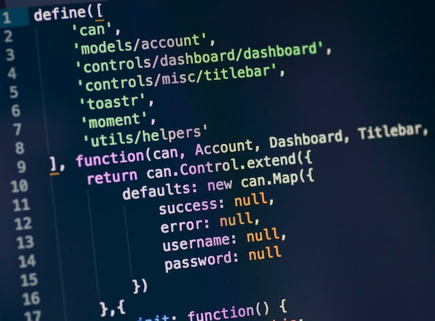Close-up del codice html