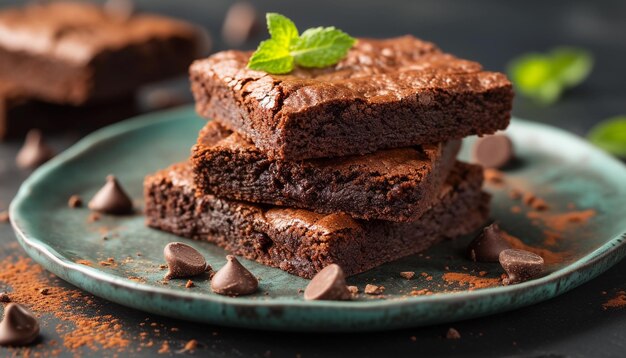 Close-up del dessert brownie sul piatto