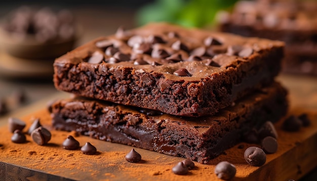 Close-up del dessert brownie sul piatto