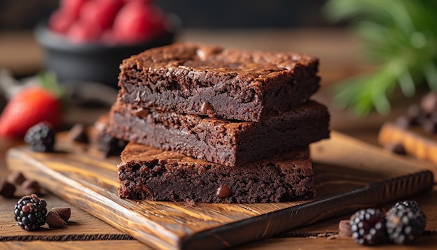 Close-up del dessert brownie sul piatto