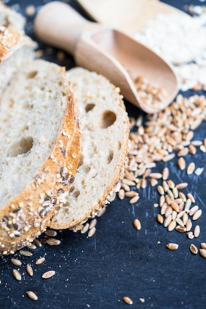Close-up del grano e del pane
