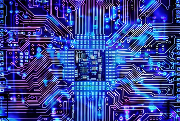 Close-up del microprocessore sulla scheda il cuore della tecnologia moderna