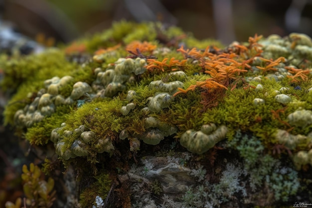 close-up del muschio del lichene della tundra artica IA generativa